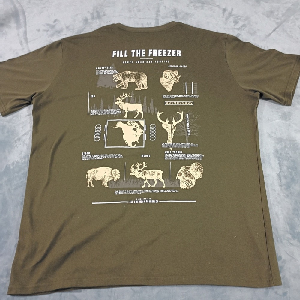 All American Roughneck AAR Hunt Fill The Freezer Graphic T-Shirt XL Olive Green